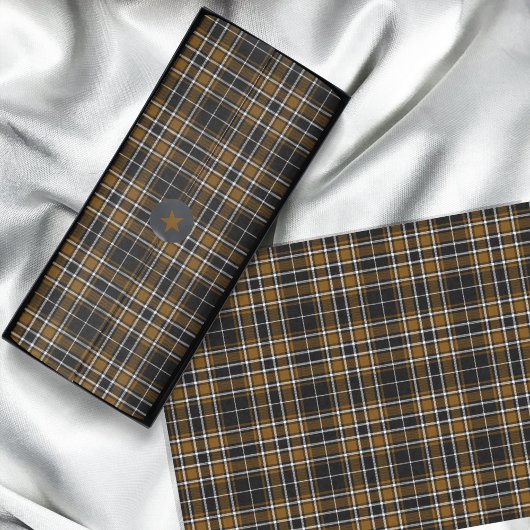 Tartan - Black-Deep Honey Brown-Off White Tissuepapier