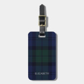 Tartan Blauw Groen Bagagelabel (Voorkant verticaal)