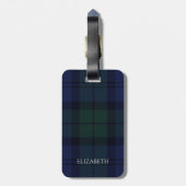 Tartan Blauw Groen Bagagelabel (Achterkant verticaal)