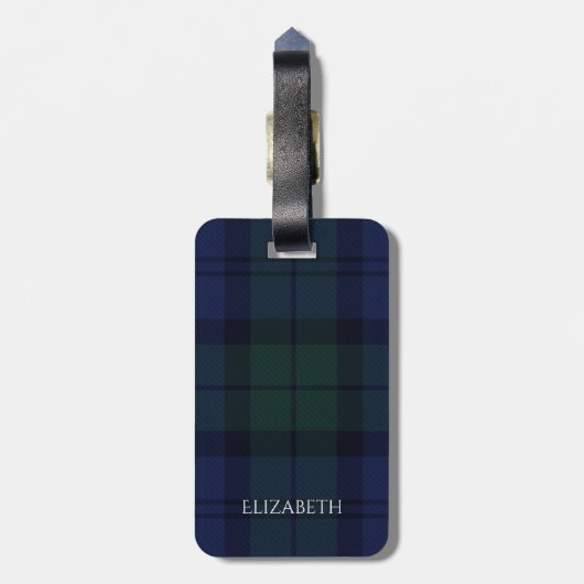 Tartan Blauw Groen Bagagelabel (Achterkant verticaal)