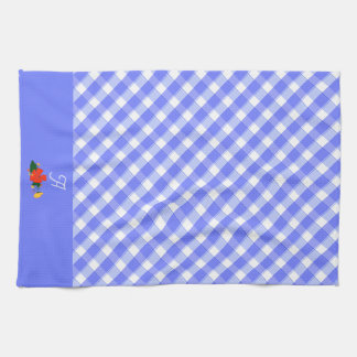 Tartan blauwe eenvoudige bloemenpatroon theedoek