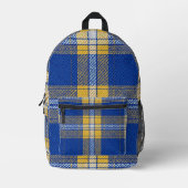 Tartan Blue and Yellow Backpack Bedrukte Rugzak (Voorkant)