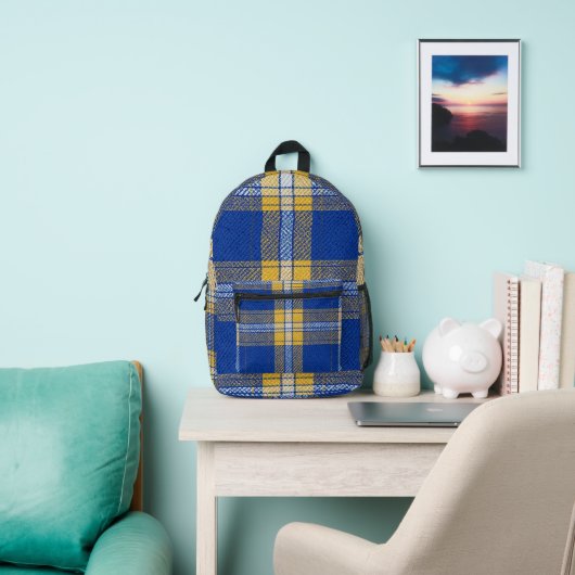 Tartan Blue and Yellow Backpack Bedrukte Rugzak (Insitu)