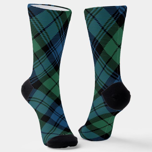 Tartan Blue Green Rustic Campbell Plaid Sokken (Gebogen)