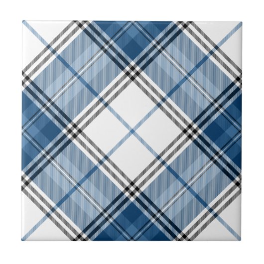 Tartan Blue White Tegeltje (Voorkant)
