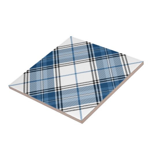 Tartan Blue White Tegeltje (Zijkant)