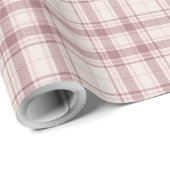 Tartan - Boho Cement Wit met Licht tot Donker Roze Cadeaupapier (Rol Hoek)