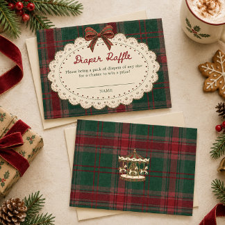 Tartan Boog Kerst Baby Shower Luier Raffle Informatiekaartje