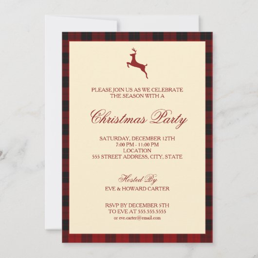 TARTAN BOOK HOESJE KERSTFEESTUITNODIGING KAART (Achterkant)