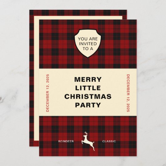 TARTAN BOOK HOESJE KERSTFEESTUITNODIGING KAART (Voorkant / Achterkant)