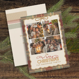 Tartan Border Christmas 4 Fotosjabloon ID1141A Feestdagenkaart