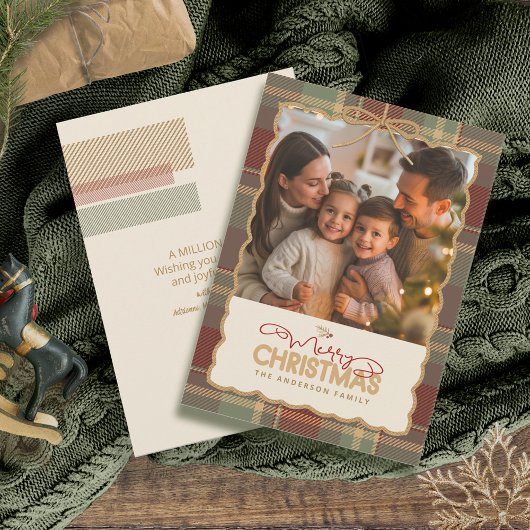Tartan Border Christmas Photo Template ID1141A Feestdagenkaart