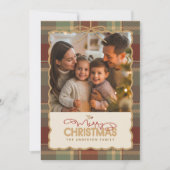 Tartan Border Christmas Photo Template ID1141A Feestdagenkaart (Voorkant)