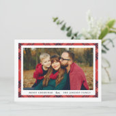 Tartan Border Holiday Photo Card Aankondiging (Staand voorkant)