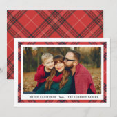 Tartan Border Holiday Photo Card Aankondiging (Voorkant / Achterkant)
