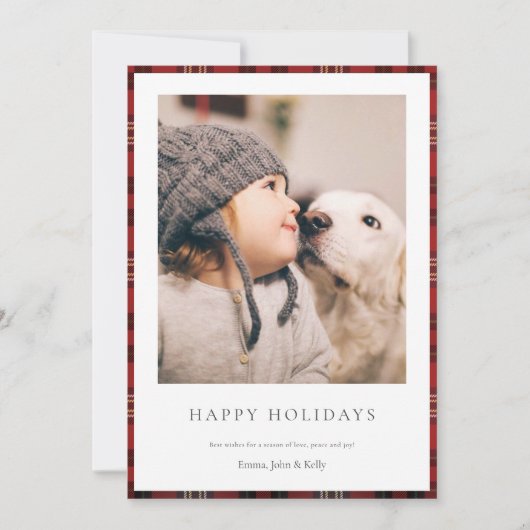 Tartan border Holiday Photo Card Feestdagenkaart (Voorkant)