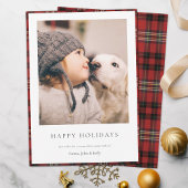 Tartan border Holiday Photo Card Feestdagenkaart