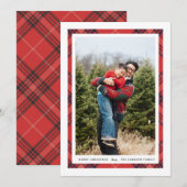 Tartan Border Holiday Portret Fotokaart Aankondiging (Voorkant / Achterkant)