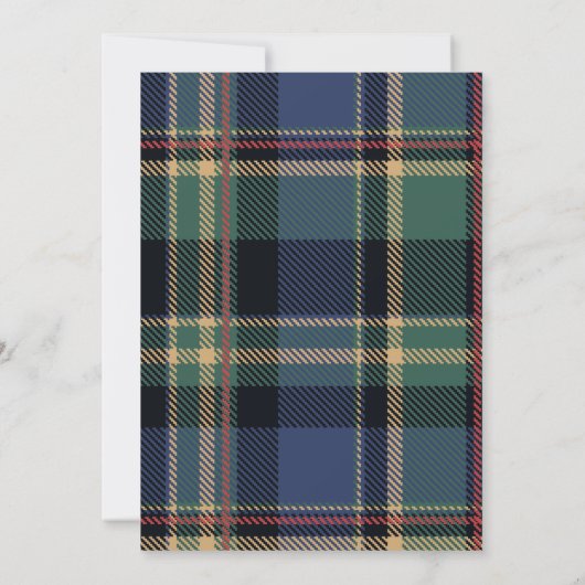 Tartan Border Kerstfeest Blauw ID1141B Feestdagenkaart (Achterkant)