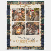 Tartan Border Kerstmis 4 Foto Sjabloon ID1141B Fleece Deken (Voorkant)