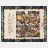 Tartan Border Kerstmis 4 Foto Sjabloon ID1141B Fleece Deken (Voorkant (Horizontaal))