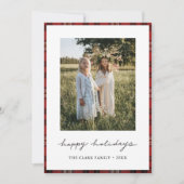 Tartan Border Snowflakes Kerstmis Kaart (Voorkant)