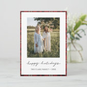 Tartan Border Snowflakes Kerstmis Kaart (Staand voorkant)