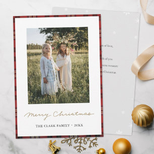 Tartan Border Snowflakes Kerstmis Kaart