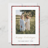 Tartan Border Snowflakes Kerstmis Kaart Notitiekaartje (Voorkant)