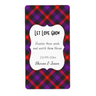 Tartan bruiloft gunst zaad pack label Laat liefde 