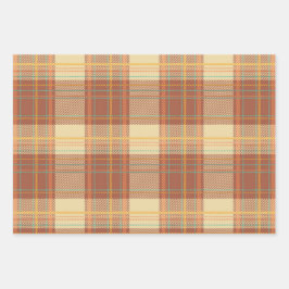 Tartan - bruin, beige, turquoise, Oranje, geel Inpakpapier Vel