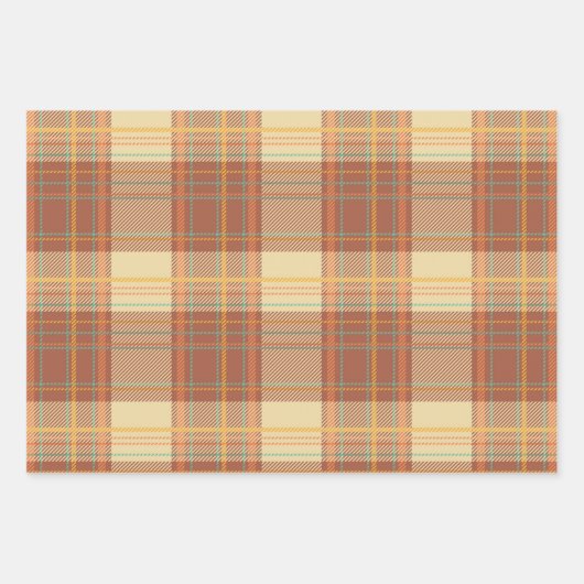 Tartan - bruin, beige, turquoise, Oranje, geel Inpakpapier Vel (Voorkant)