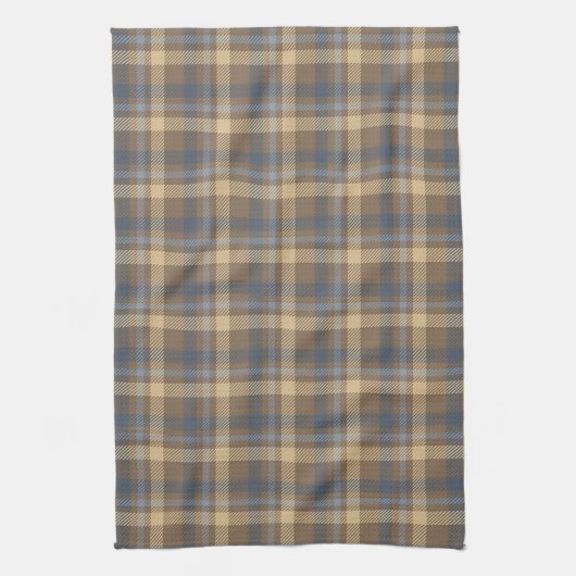 Tartan - Bruin, Blauw en Zand kleuren Theedoek (Verticaal)