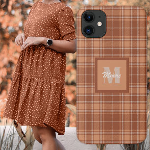 Tartan - Bruin en Terracotta Telefoon Case