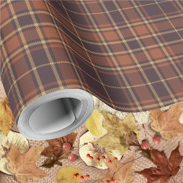 Tartan - bruin - Taupe-Burnt Sienna-Rustic Gold Cadeaupapier