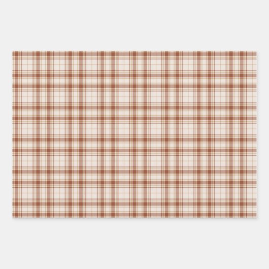 Tartan-Burnt Sienna-Rustic Gold-Cement-Terracotta Inpakpapier Vel (Voorkant 3)