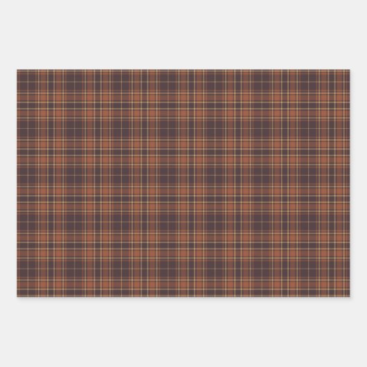 Tartan-Burnt Sienna-Rustic Gold-Cement-Terracotta Inpakpapier Vel (Voorkant)