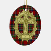 Tartan Celtic Cross Kerstmis Fotosjabloon Keramisch Ornament (Rechts)