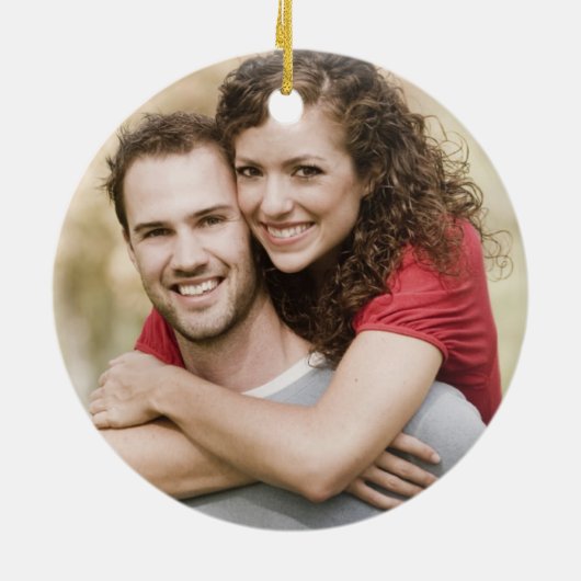 Tartan Celtic Cross Kerstmis Fotosjabloon Keramisch Ornament (Achterkant)