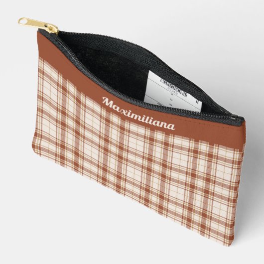 Tartan - Cement-Bruin - KLEIN Accessoirezakje Etui (Open)