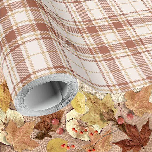 Tartan - Cement-Burnt Sienna-Rustic Gold Cadeaupapier