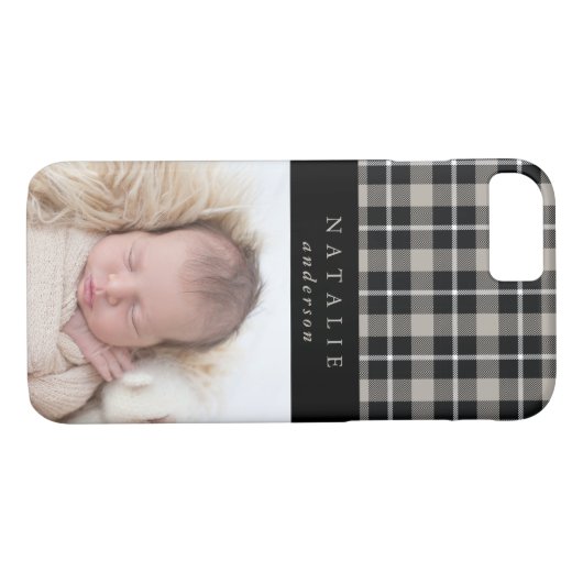 Tartan check gepersonaliseerde fotowinter Case-Mate iPhone case (Achterkant (Horizontaal))