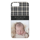 Tartan check gepersonaliseerde fotowinter Case-Mate iPhone case (Achterkant)