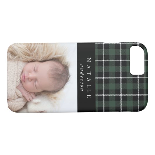 Tartan check gepersonaliseerde fotowinter Case-Mate iPhone case (Achterkant (Horizontaal))