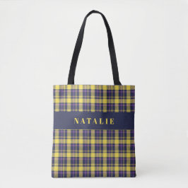 tartan check gepersonaliseerde winter tote bag