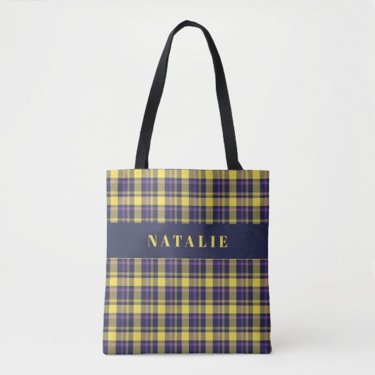 tartan check gepersonaliseerde winter tote bag (Voorkant)