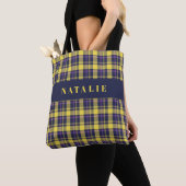 tartan check gepersonaliseerde winter tote bag (Dichtbij)