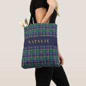 tartan check gepersonaliseerde winter tote bag (Dichtbij)