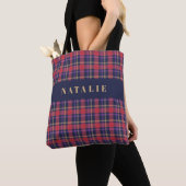 tartan check gepersonaliseerde winter tote bag (Dichtbij)