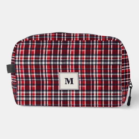Tartan Check Patroon Stijlvol Monogrammed Toilettasje (Voorkant)